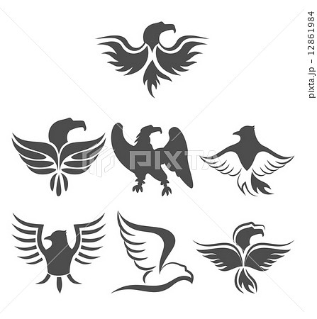 Set icon of eagles symbol isolated on white background 12861984