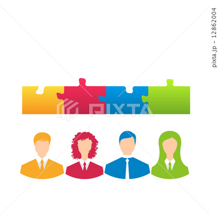 team of business people with jigsaw puzzle pieces as a solution team of business people with jigsaw puzzle pieces as a solution 12862004