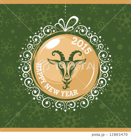 New year greeting card with goat New year greeting card with goat 12863470