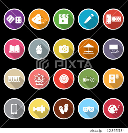 Entertainment icons with long shadow 12865584