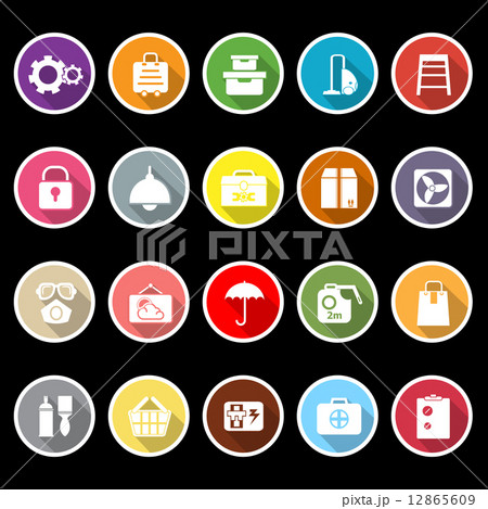 Home storage icons with long shadow 12865609