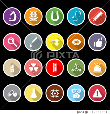 Science icons with long shadow 12865621