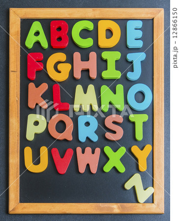 A to Z alphabet colorful wooden word on black board1 12866150