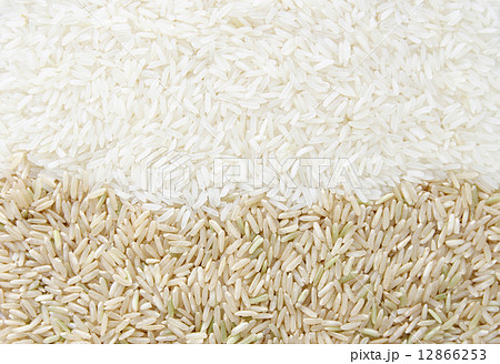 white rice and brown rice background texture 12866253