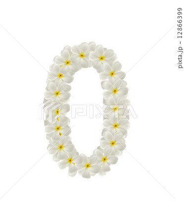 Numbers zero made of tropical flowers frangipani Numbers zero made of tropical flowers frangipani 12866399