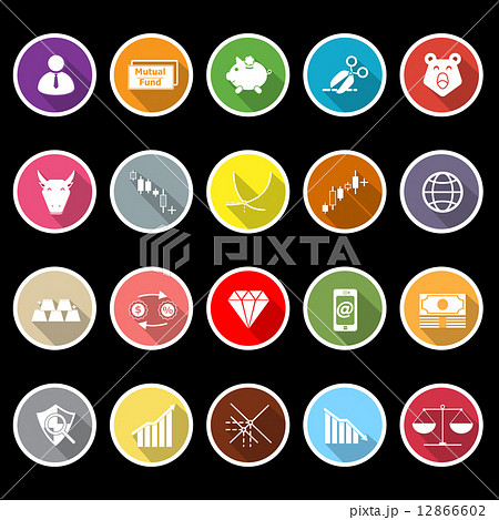Stock market icons with long shadow 12866602