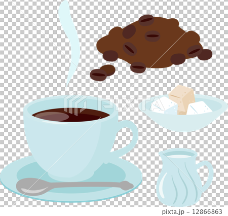 カップに入ったコーヒーとミルクと砂糖 12866863