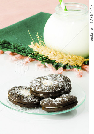 Biscuits and Milk at Breakfast 12867217