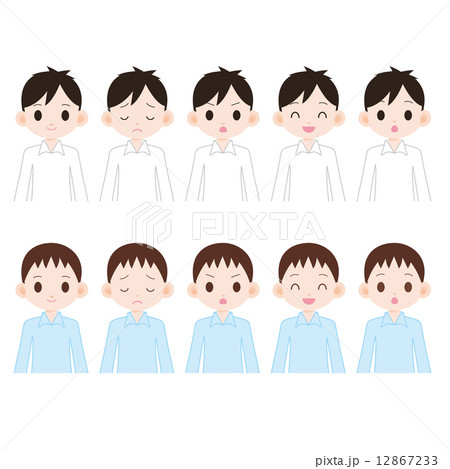 シャツを着た男性２人　表情5種類 12867233