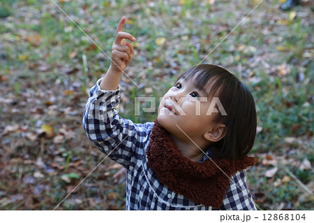 秋の公園をお散歩する幼児 12868104
