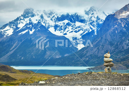 Stacked stones in Torres del Paine national park Stacked stones in Torres del Paine national park 12868512
