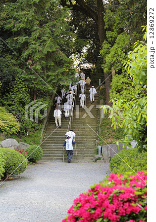 四国霊場第67番札所「大興寺」石段を上るお遍路さん 12869272