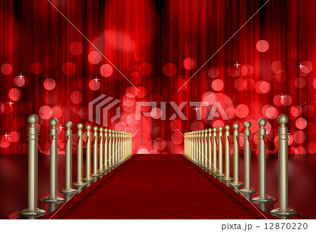 red carpet entrance with red Light Burst over curtain 12870220