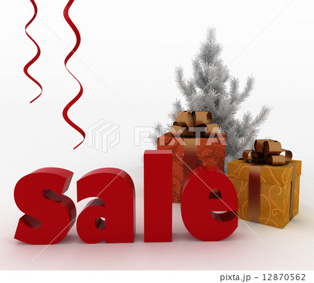 Christmas gift boxes with a word Sale on white background Christmas gift boxes with a word Sale on white background 12870562