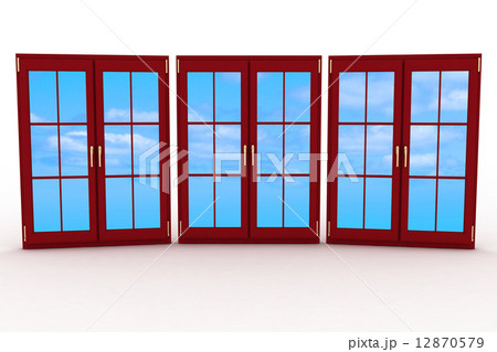 3d closed plastic windows on white background 12870579