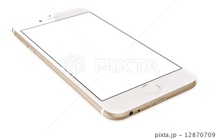 Gold Smartphone with blank screen on white background 12870709