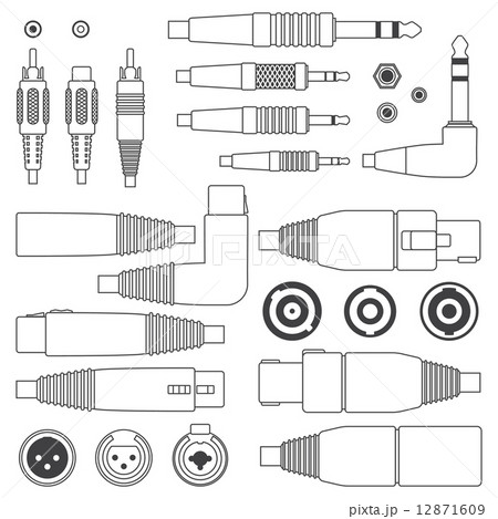 various outline audio connectors and inputs set 12871609