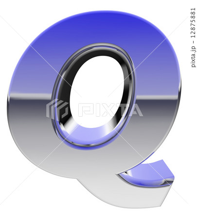 Chrome alphabet symbol letter Q with color gradient reflections isolated on white 12875881