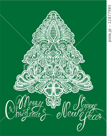 Christmas and New Year Element - lace fir tree - floral lace or Christmas and New Year Element - lace fir tree - floral lace or 12877985