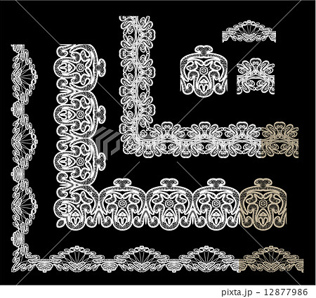 Frame Elements Set - different lace edges and borders - Seamless 12877986