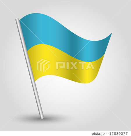 vector 3d waving ukrainian flag on pole - national symbol of Ukraine  12880077