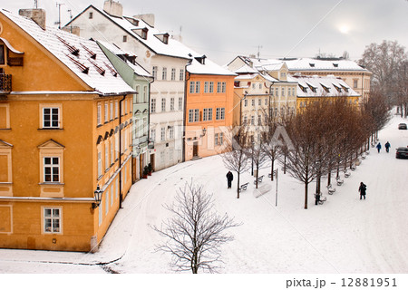 Prague street in winter 12881951