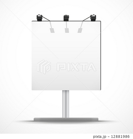 Empty square mockup billboard with spotlights and day light. Vector Illustration. Empty square mockup billboard with spotlights and day light. Vector Illustration. 12881986