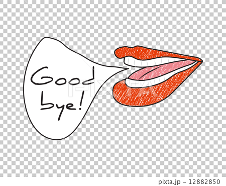 手書き風の女性の口と吹き出しメッセージ Good Bye のイラスト素材 1250