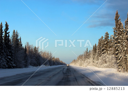Alaska_アラスカ冬の道 12885213