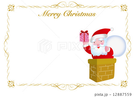 煙突に入るサンタクロースのクリスマスカード 12887559
