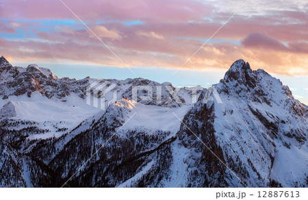 Winter landscape of high snowy mountains  12887613