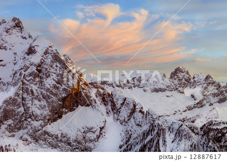 Winter landscape of high snowy mountains  12887617