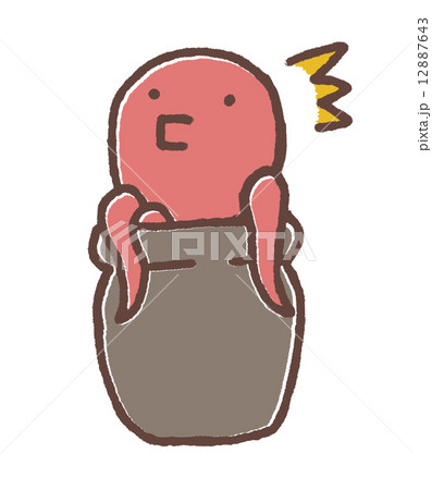 罠にかかるタコのイラスト素材