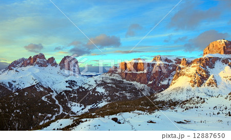 Winter panorama of high snowy mountains Winter panorama of high snowy mountains 12887650