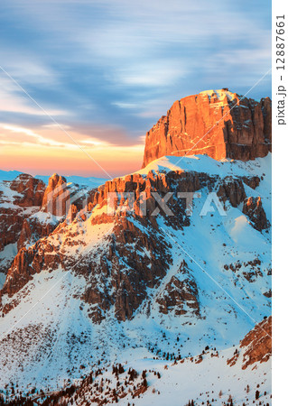 Winter landscape of high snowy mountains  12887661