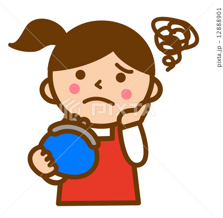 エプロン主婦お財布悩む 12888901