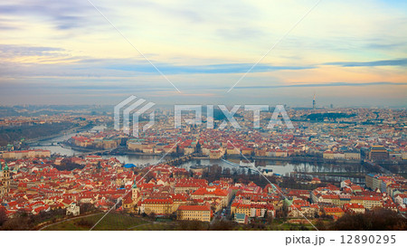 viewpoint panorama of Prague over Charles Bridge  12890295