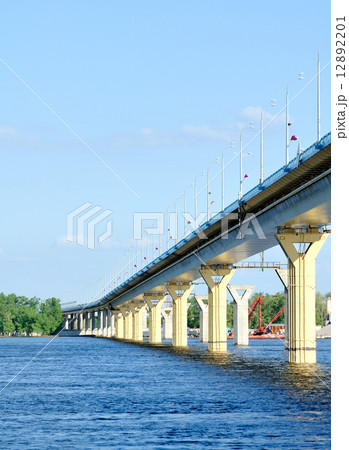 Bridge on the river Volga, Russia 12892201