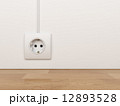 Electric power socket on empty wall. 3D Illustration 12893528
