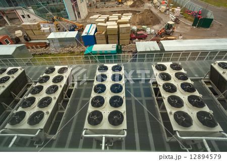 building construction with long rows of ventilation system 12894579