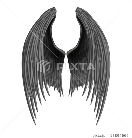 Black folded angel wings. Black folded angel wings. 12894662