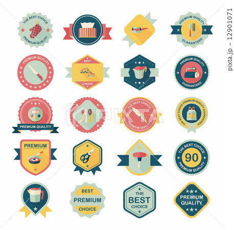 Kitchenware badge flat banner design background set, eps10 12901071