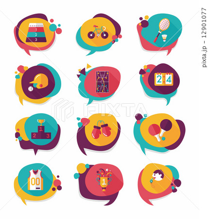 Sport speech bubble flat banner design background set, eps10 12901077