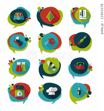 Kitchenware badge flat banner design background set, eps10 Kitchenware badge flat banner design background set, eps10 12901078
