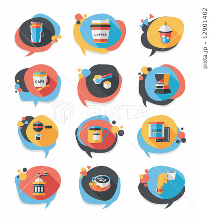 Coffee bubble speech flat banner design flat background set, eps Coffee bubble speech flat banner design flat background set, eps 12901402