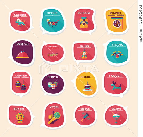 Birthday bubble speech banner design flat background set, eps10 12901403