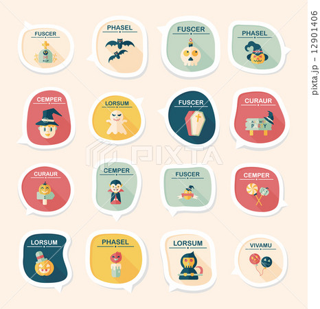 Halloween bubble speech banner design flat background set, eps10 12901406