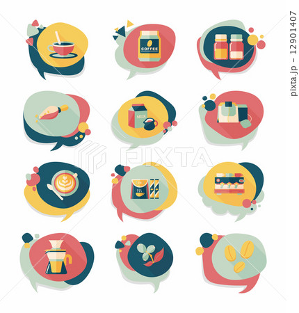 Coffee bubble speech flat banner design flat background set, eps Coffee bubble speech flat banner design flat background set, eps 12901407