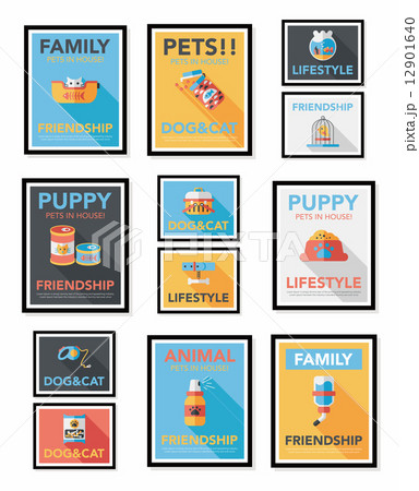 Pet poster flat banner design background set, eps10 Pet poster flat banner design background set, eps10 12901640