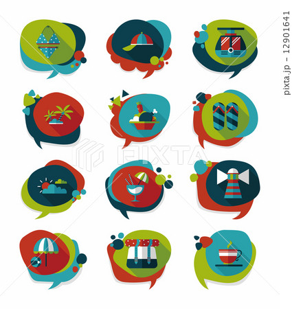 Travel bubble speech banner design flat background set, eps10 12901641